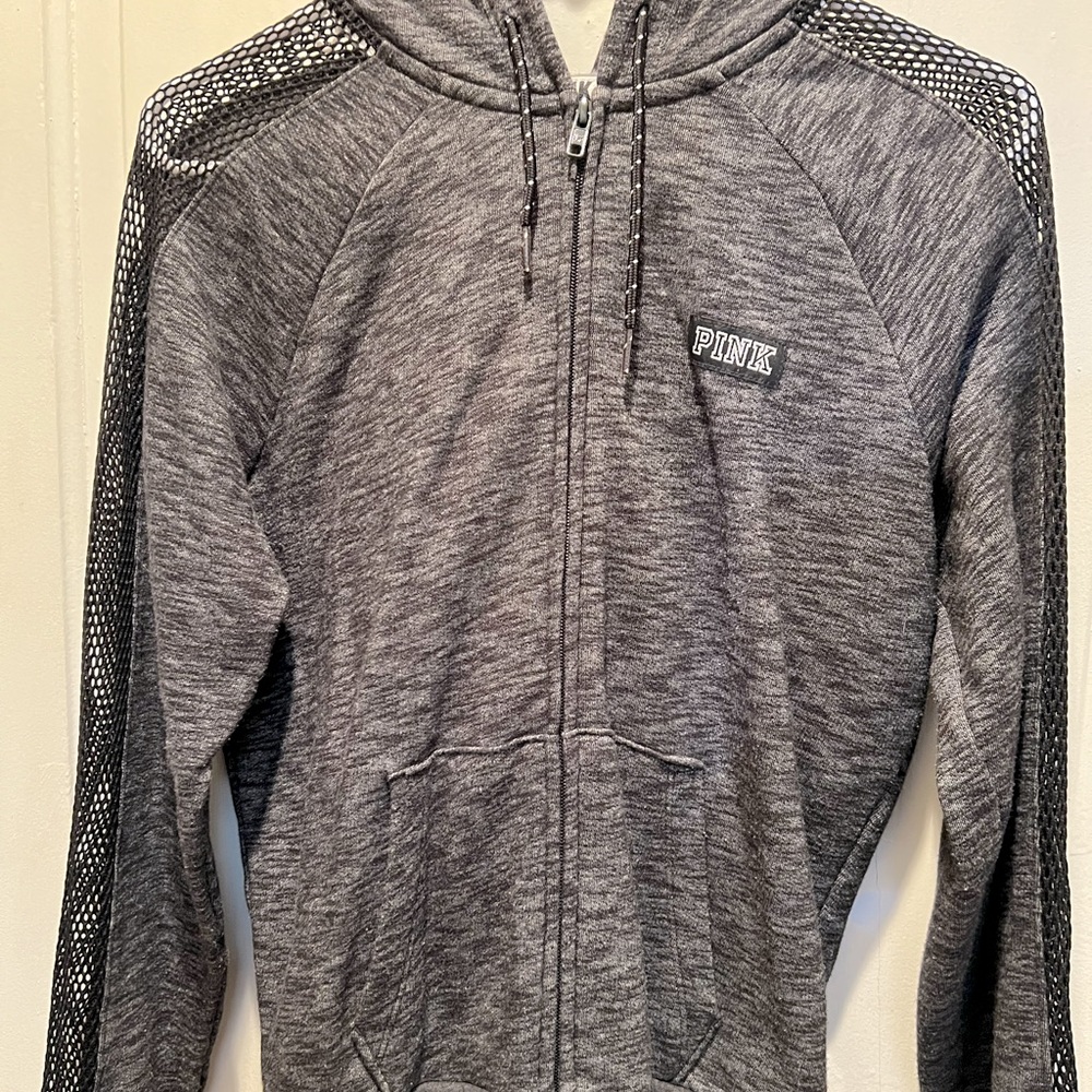 Victorias Secret Black Mesh Sleeve Hoodie size Small
